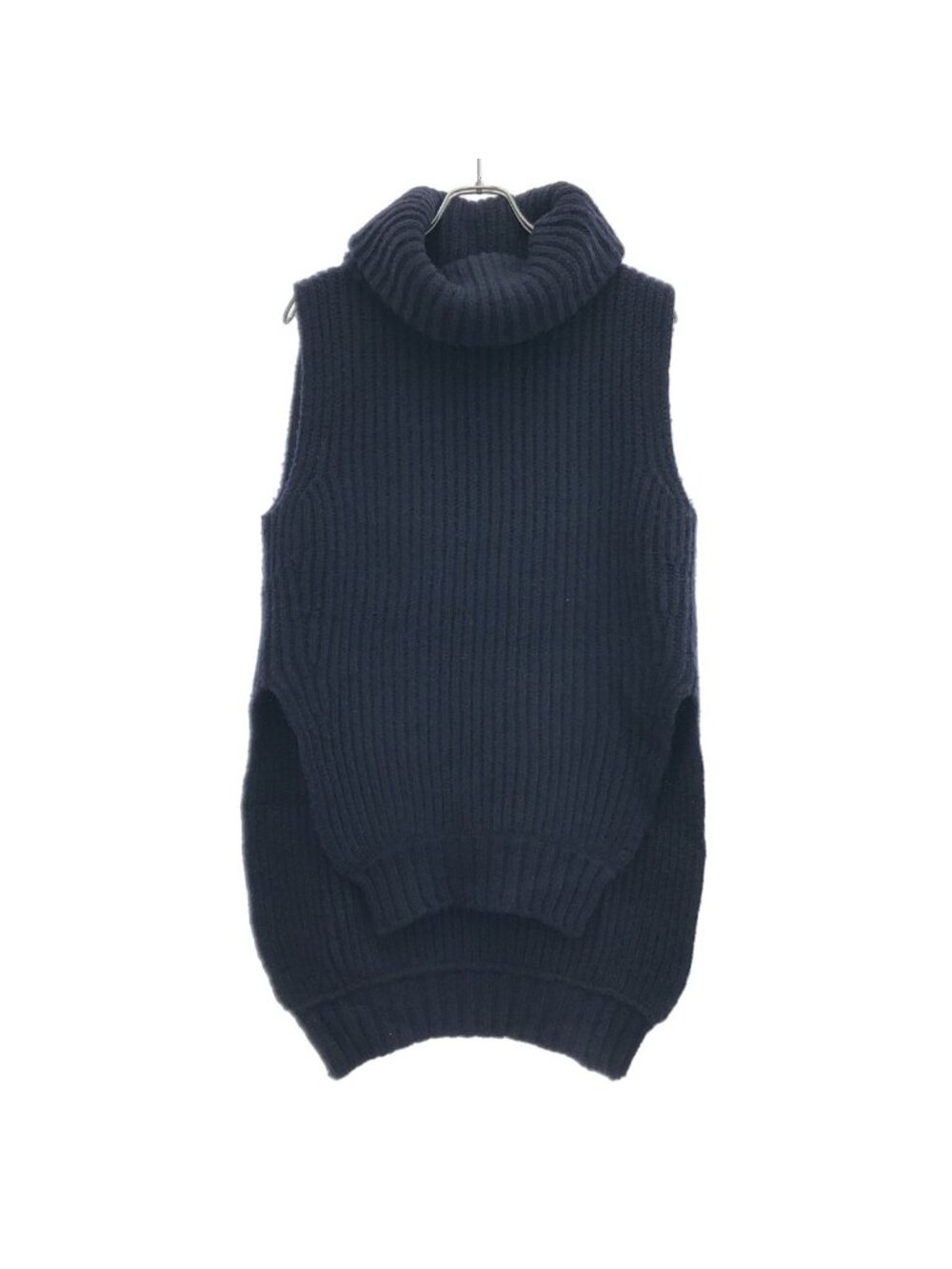 Celine by Phoebe Philo Overneck Chunky Knit Vest 2 Navy XS